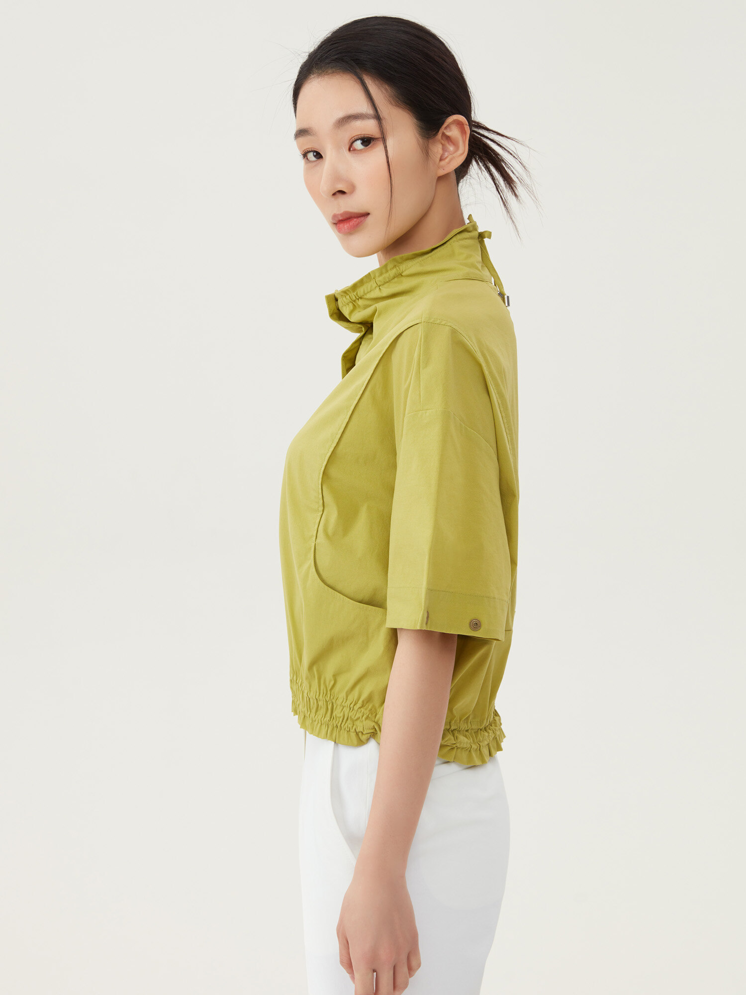 [DESCENTE GOLF] 여성 미니 후드 셔링 티셔츠