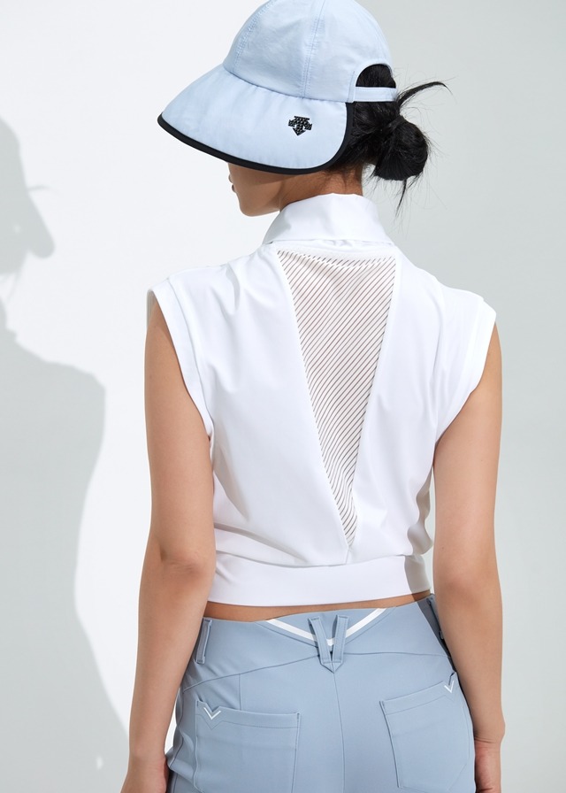 [DESCENTE GOLF] 여성 하이넥 크롭 슬리브리스