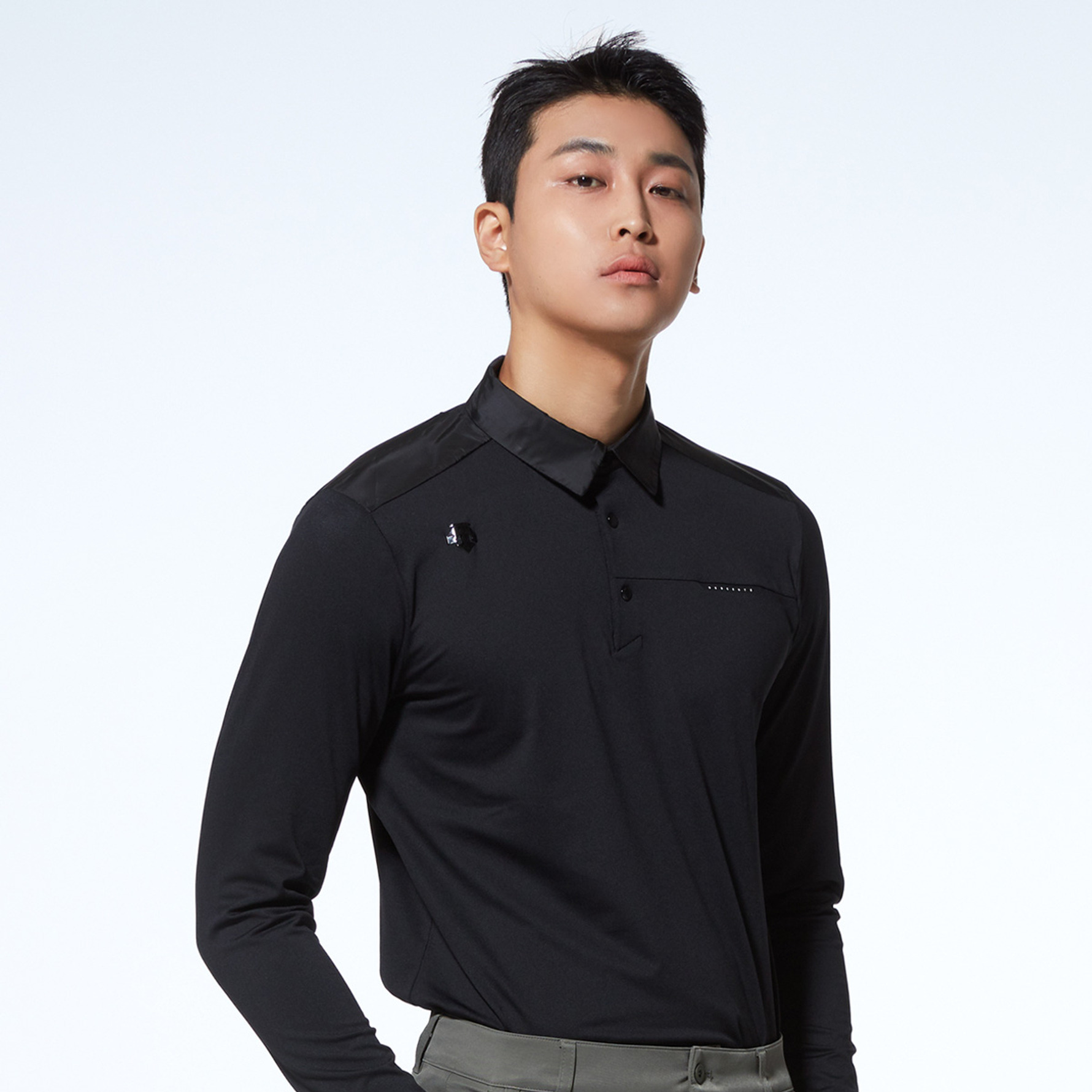 [Descente Golf] 남성 어깨 배색 긴팔 티셔츠