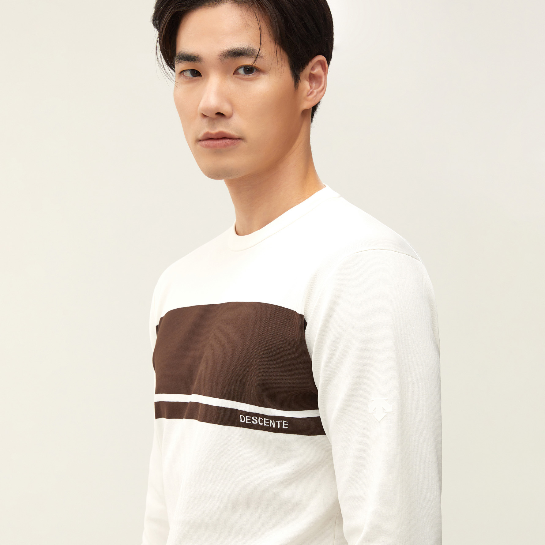 [DESCENTE GOLF] 남성 보더 스트라이프 라운드 스웨터