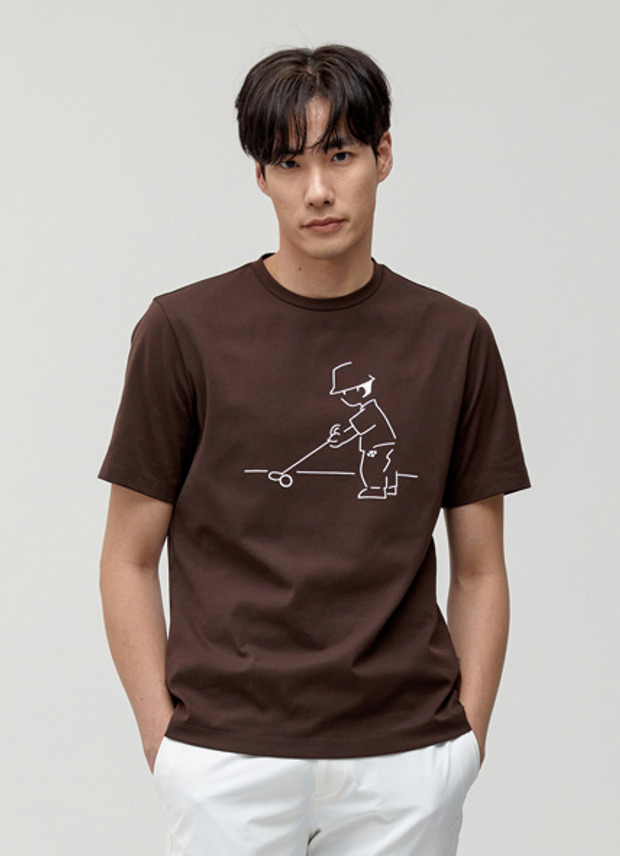 남성 카툰 라운드 반팔 티셔츠