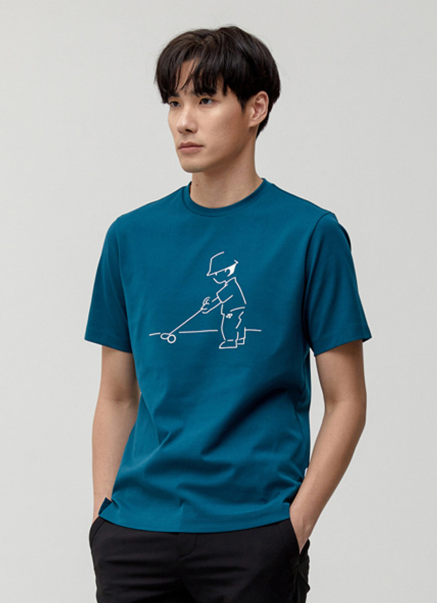 남성 카툰 라운드 반팔 티셔츠