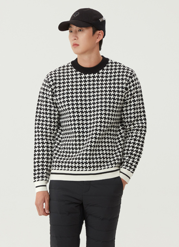 남성 자카드 패턴 방풍 스웨터