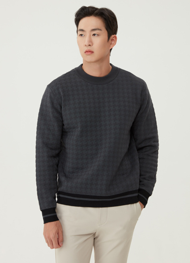 남성 자카드 패턴 방풍 스웨터
