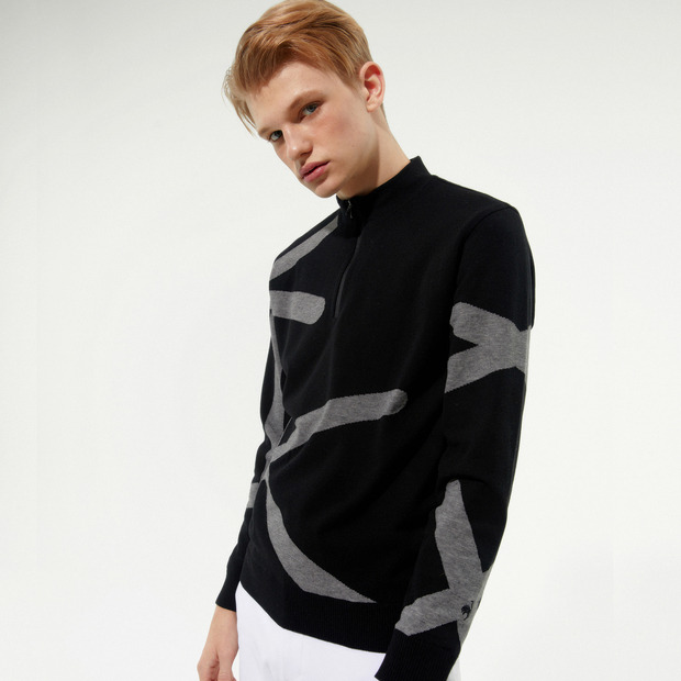 남성 패턴 방풍 반집업 스웨터