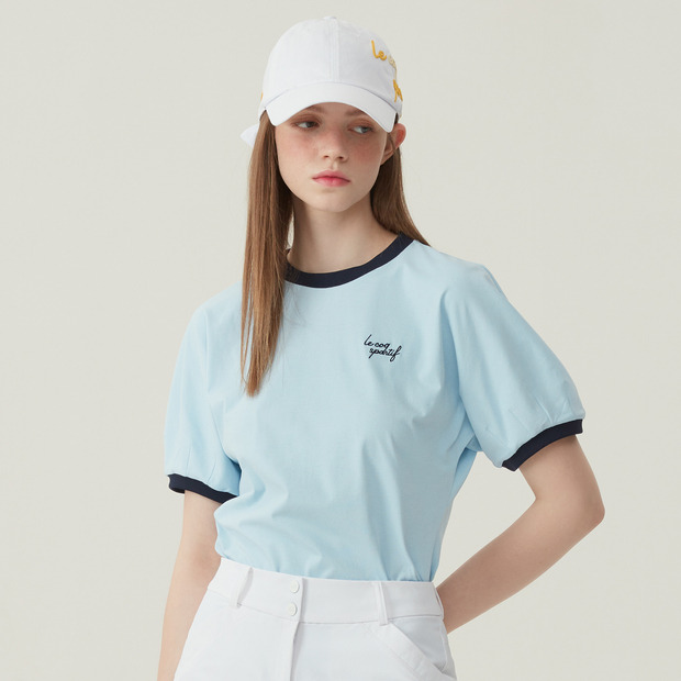 여성 퍼프 라운드 티셔츠
