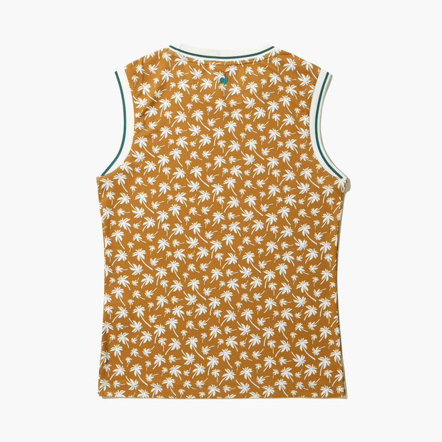 여성 야자수 패턴 슬리브리스 티셔츠