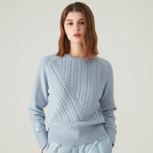 여성 케이블 니트 방풍 스웨터