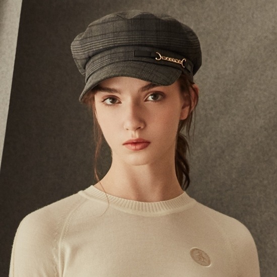 여성 글렌체크 마도로스 캡