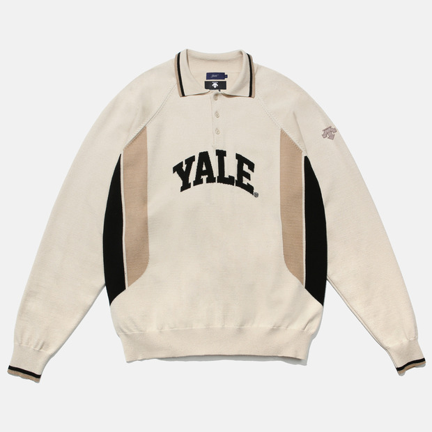 [DESCENTE X YALE] 자카드 라글란 카라 스웨터