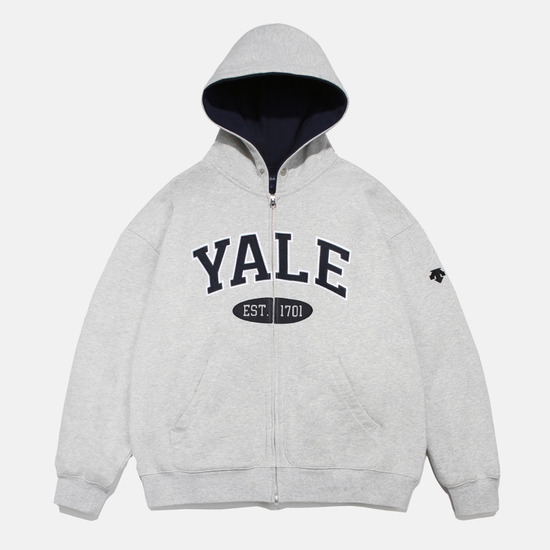 [DESCENTE X YALE] 2 TONE ARCH POCKET HOODIE ZIP UP